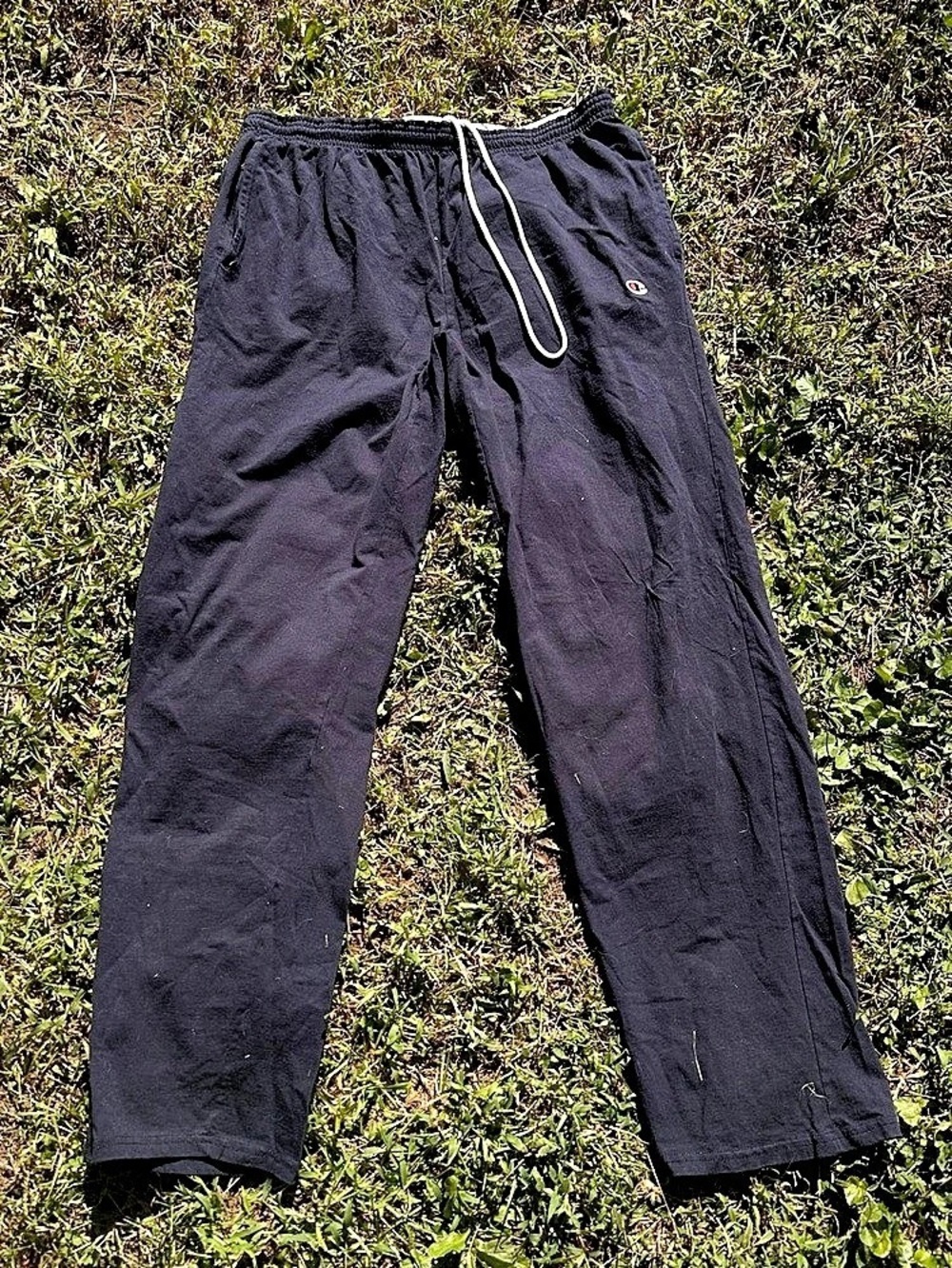 100% Cotton Champion Men's Straight Leg Open Bottom Sweatpants w Adj Drawstring